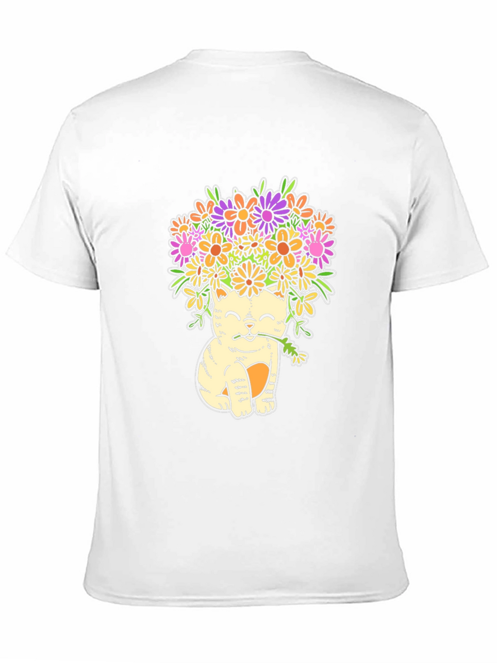 Cat with Flowers Graphic T-Shirt