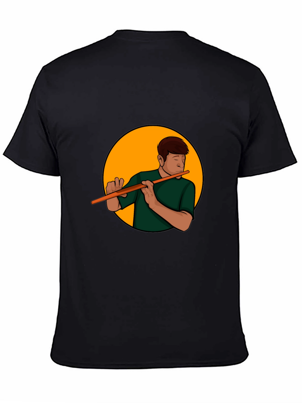 Flute Player Graphic Tee - Black Casual Shirt