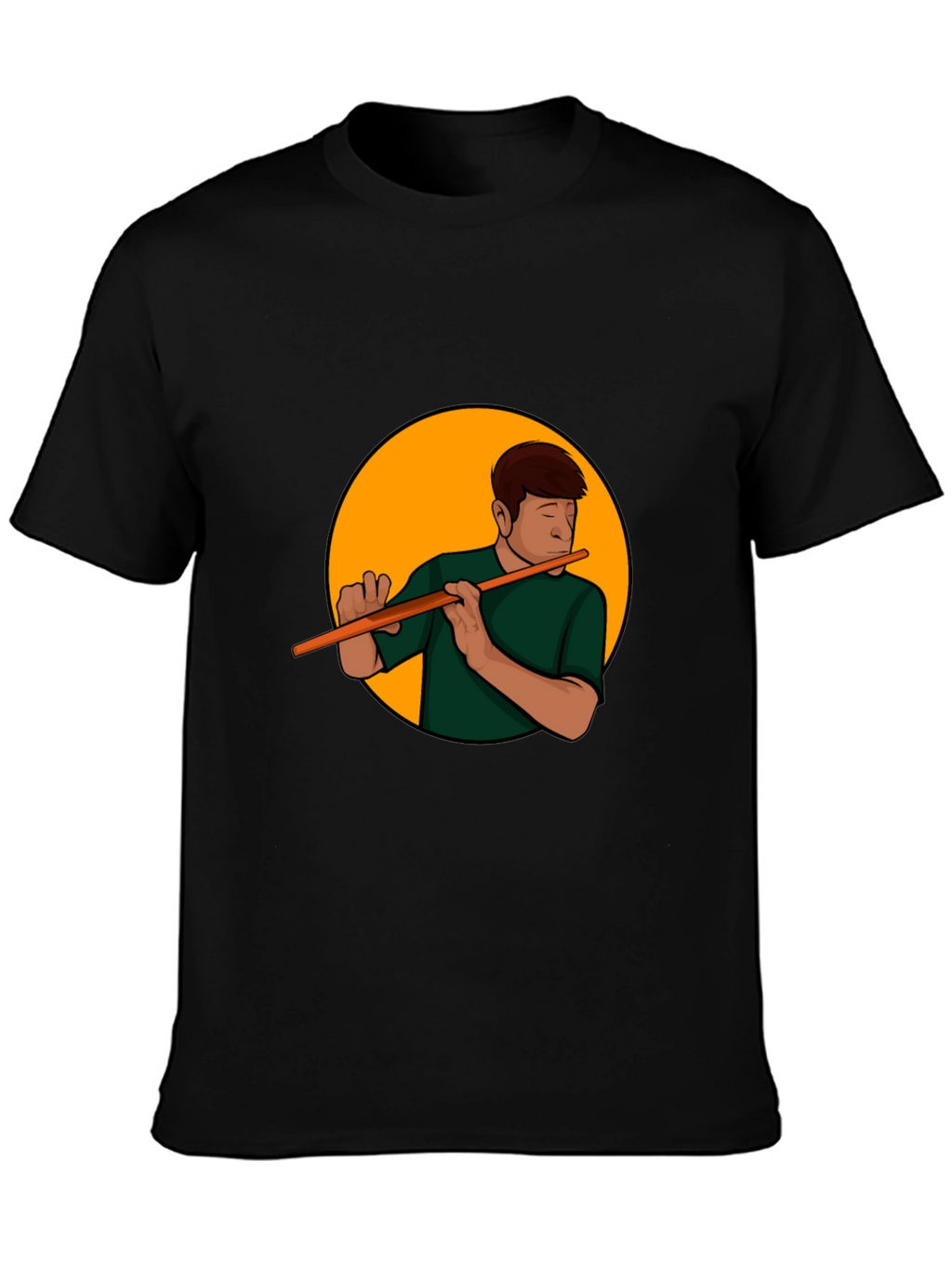 Flute Player Graphic Tee - Black Casual Shirt