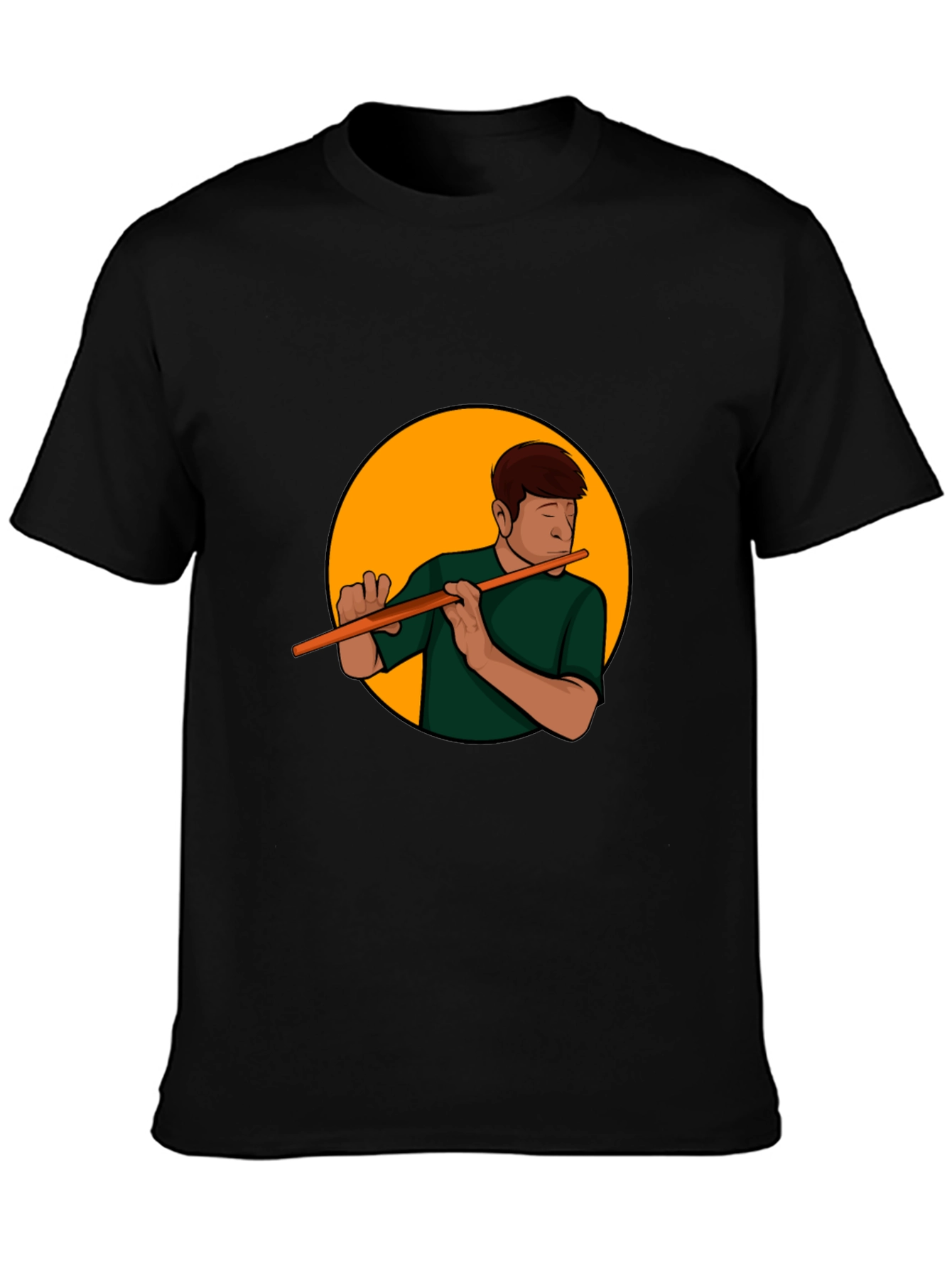 Flute Player Graphic Tee - Black Casual Shirt