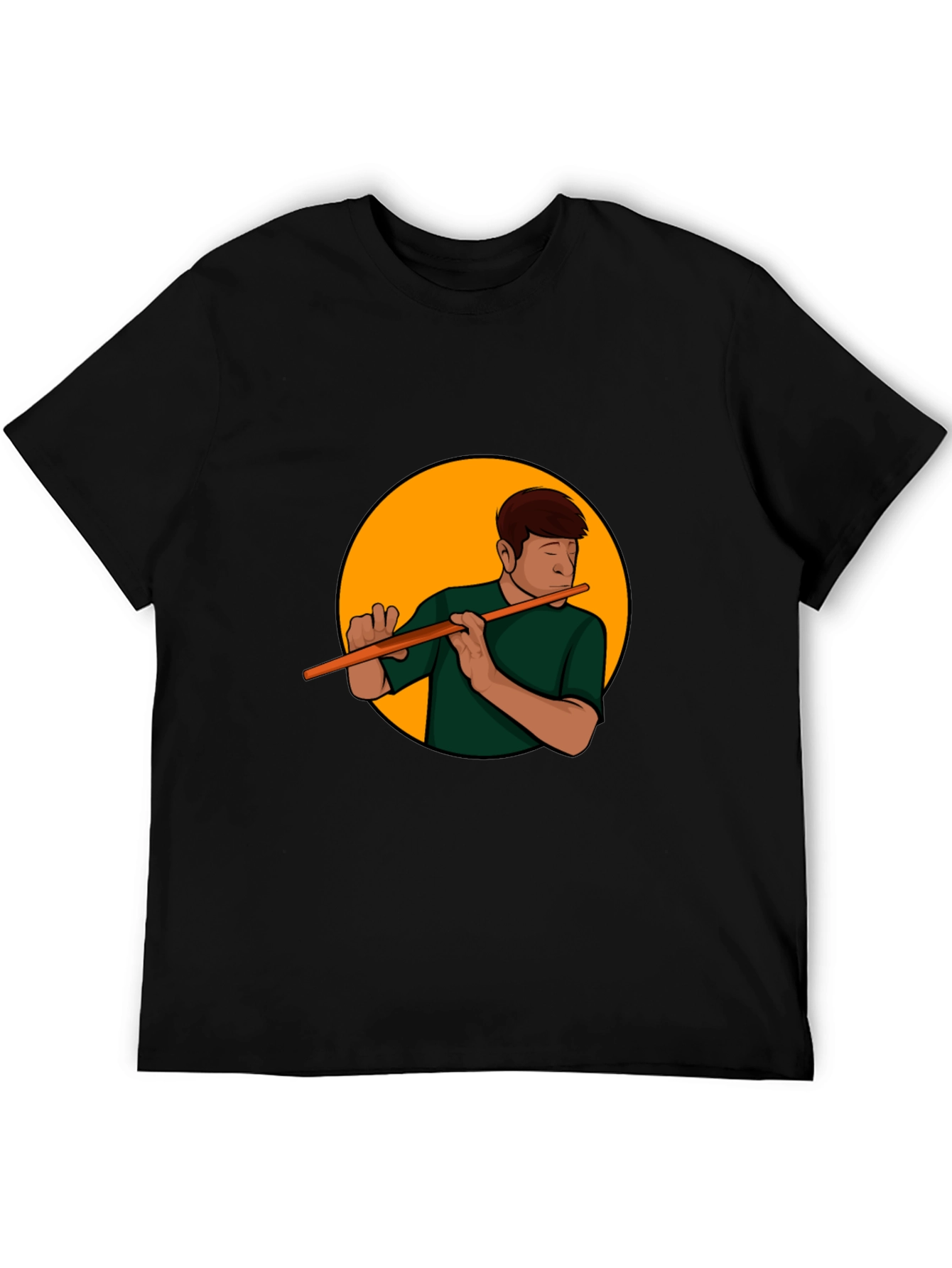 Flute Player Graphic Tee - Black Casual Shirt