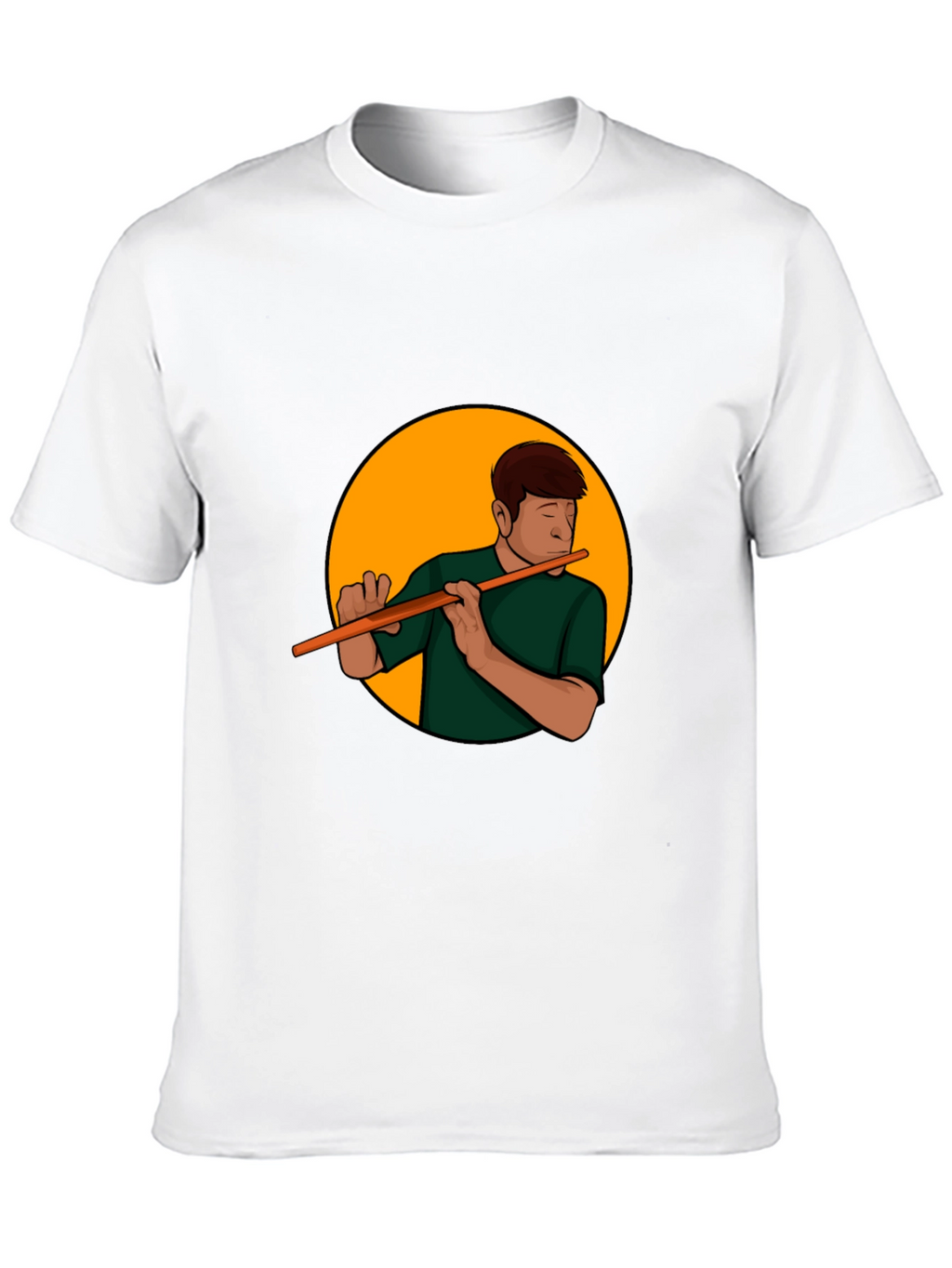 Flute Player Graphic Tee - Black Casual Shirt