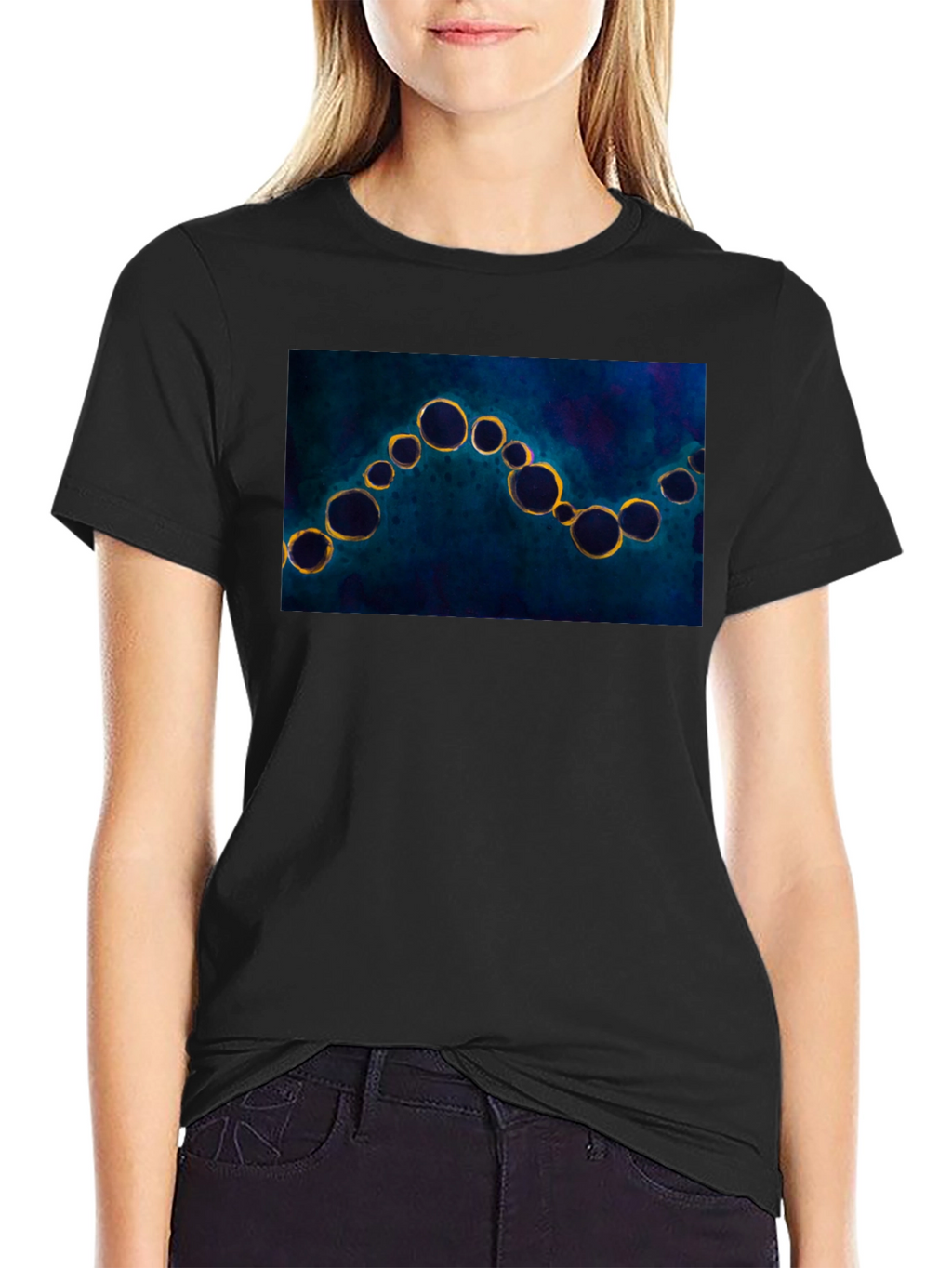 Abstract Bubbles Black T-Shirt