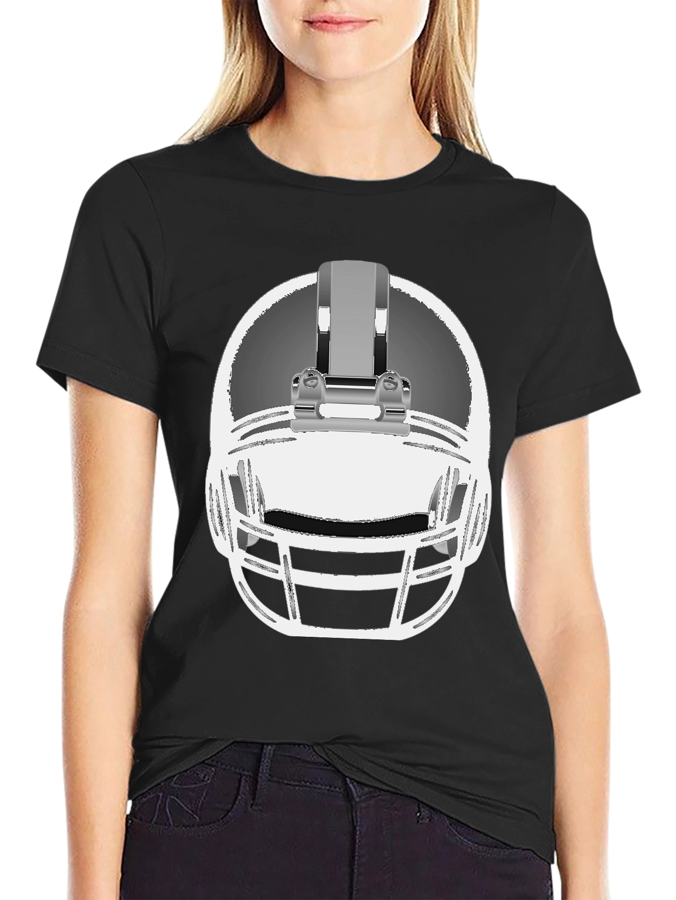 Football Helmet Graphic Tee - Black