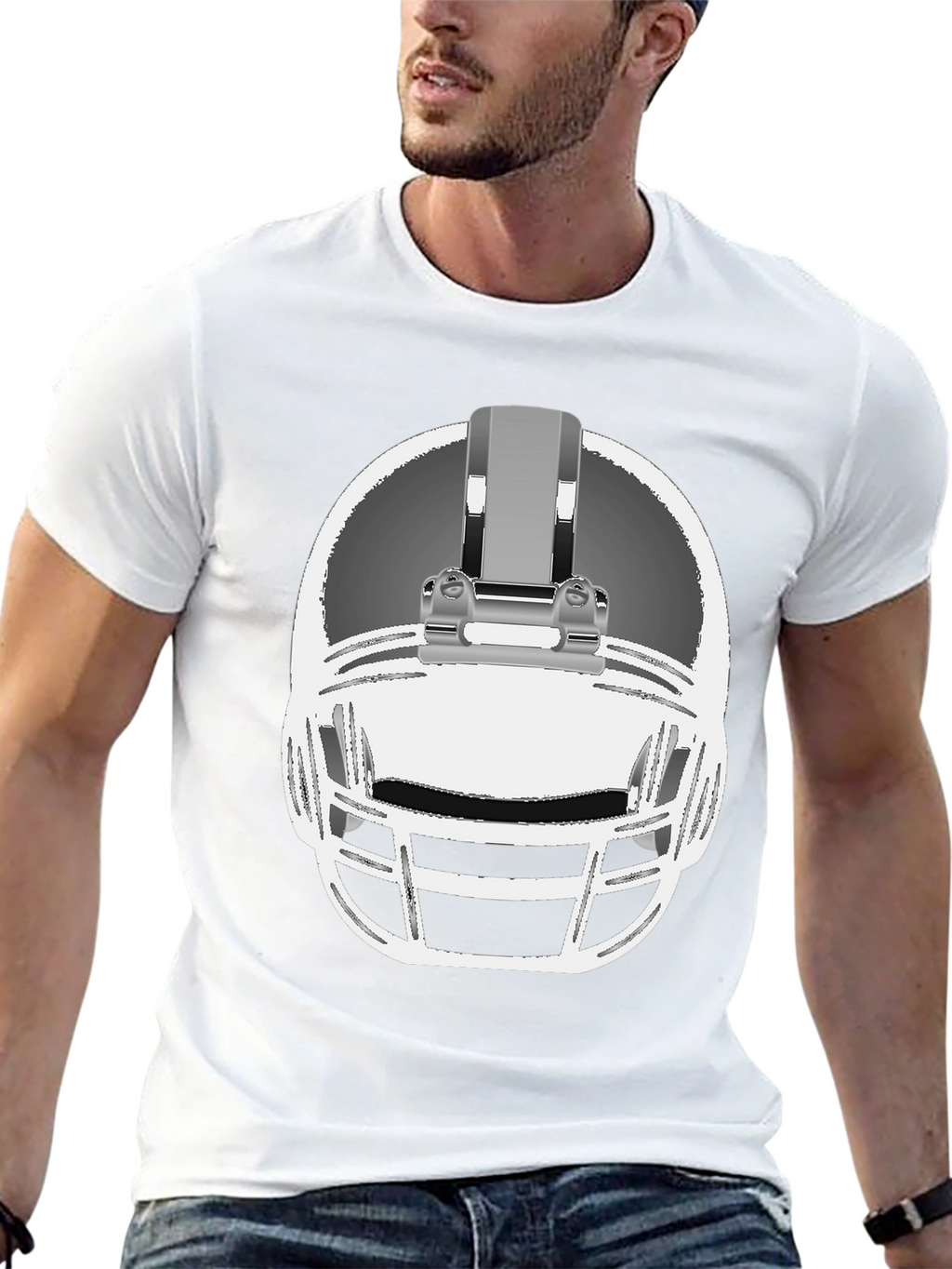 Football Helmet Graphic Tee - Black