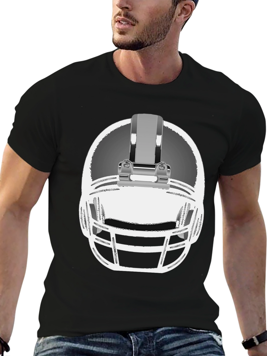 Football Helmet Graphic Tee - Black