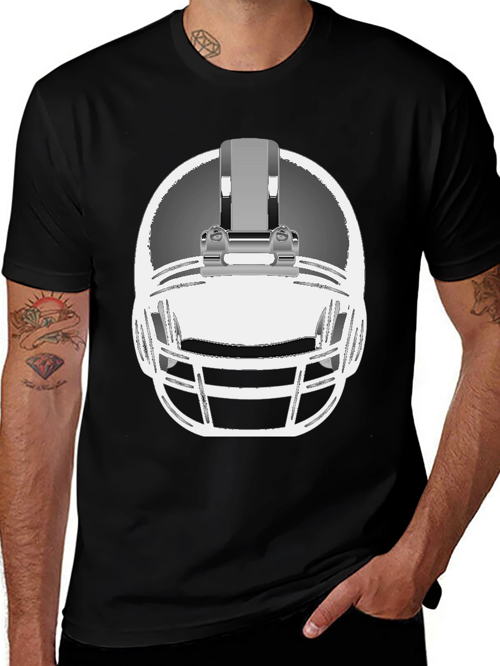 Football Helmet Graphic Tee - Black