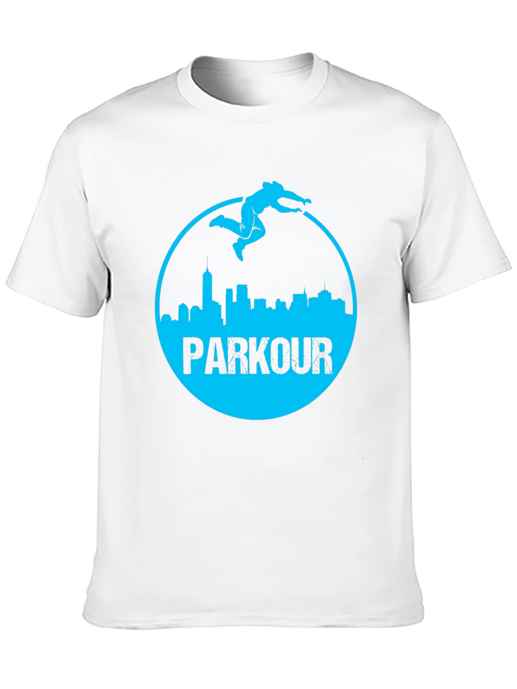 Parkour Cityscape Graphic Tee - Black Cotton Blend