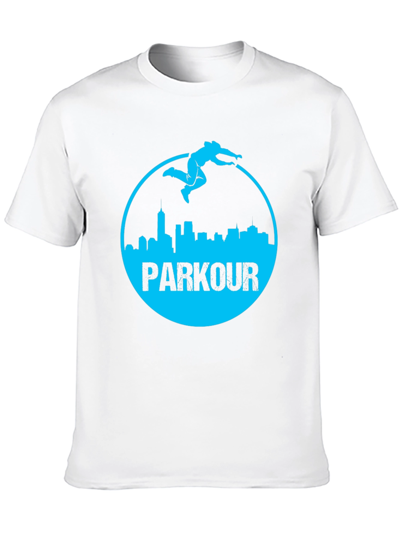 Parkour Cityscape Graphic Tee - Black Cotton Blend