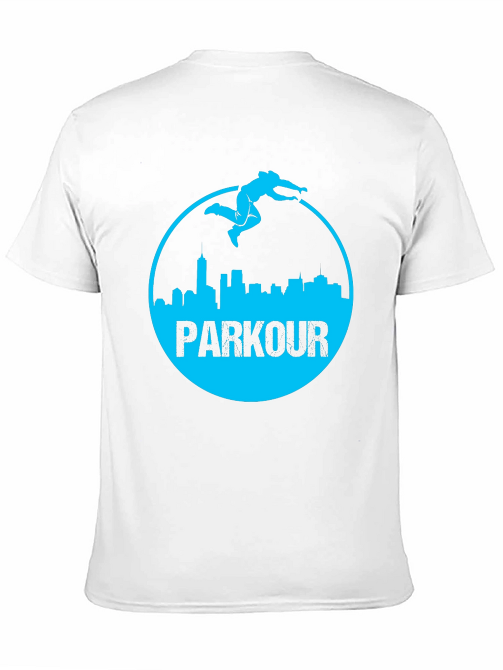 Parkour Cityscape Graphic Tee - Black Cotton Blend