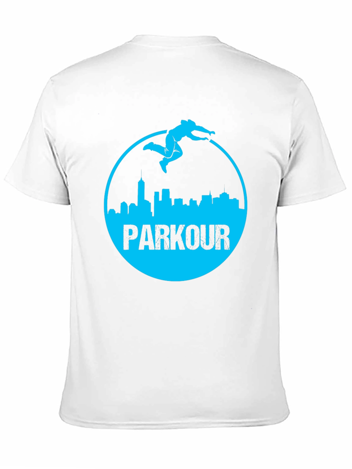 Parkour Cityscape Graphic Tee - Black Cotton Blend