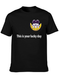 Lucky Day Astronauts on the Moon Black T-Shirt