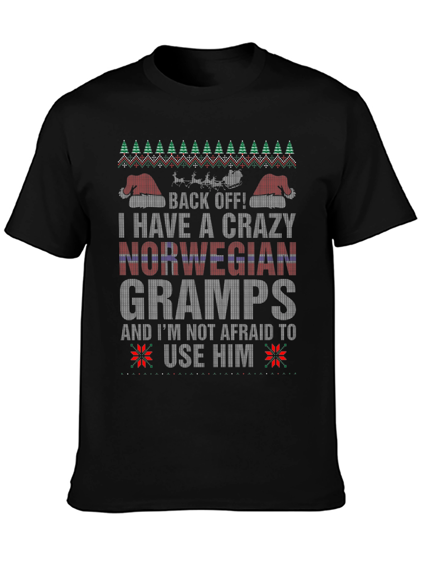 Crazy Norwegian Gramps Ugly Christmas T-Shirt