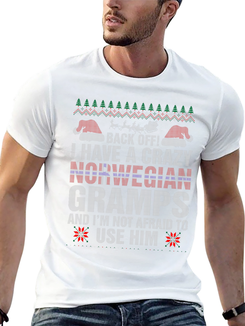 Crazy Norwegian Gramps Ugly Christmas T-Shirt