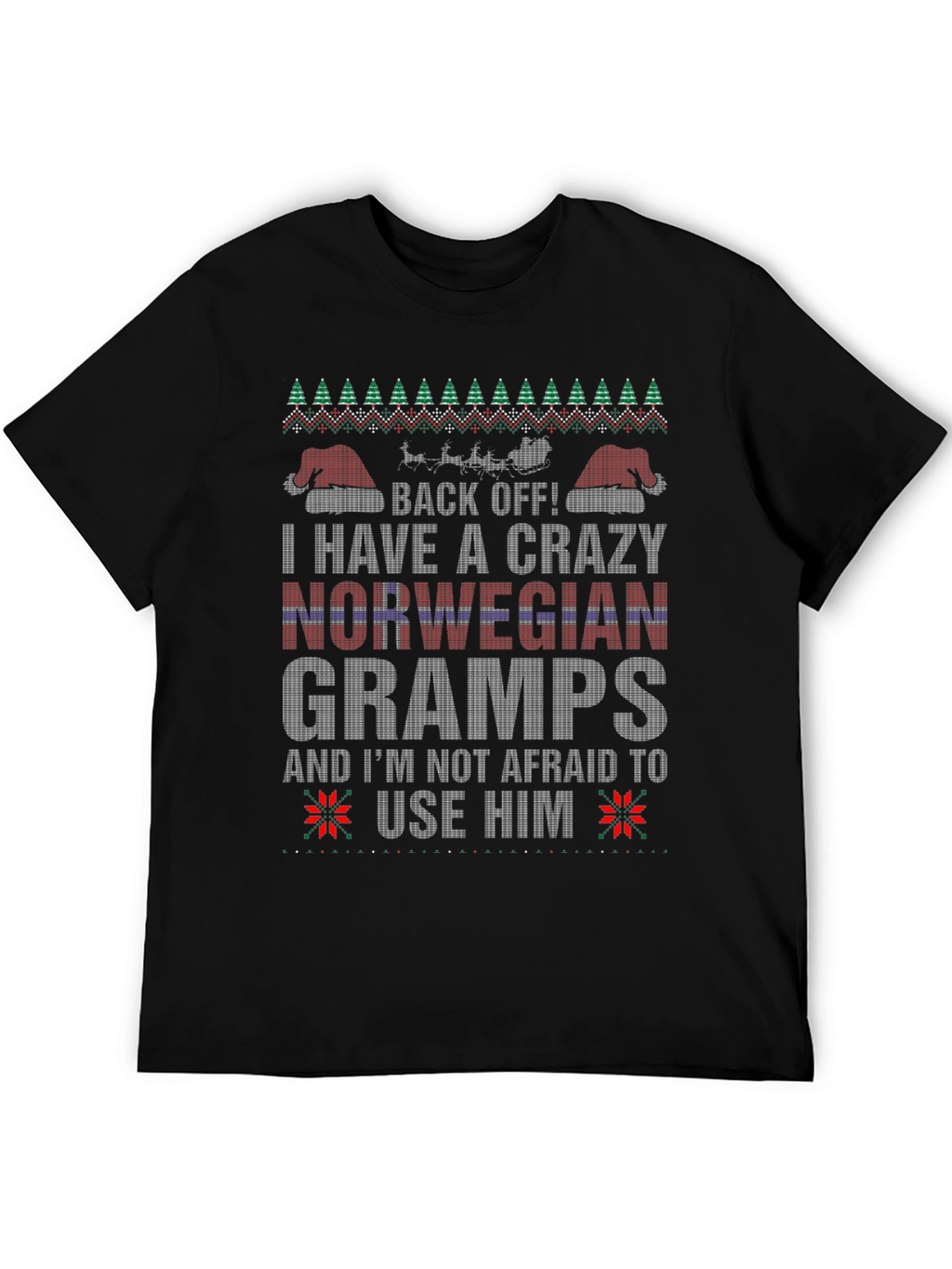 Crazy Norwegian Gramps Ugly Christmas T-Shirt
