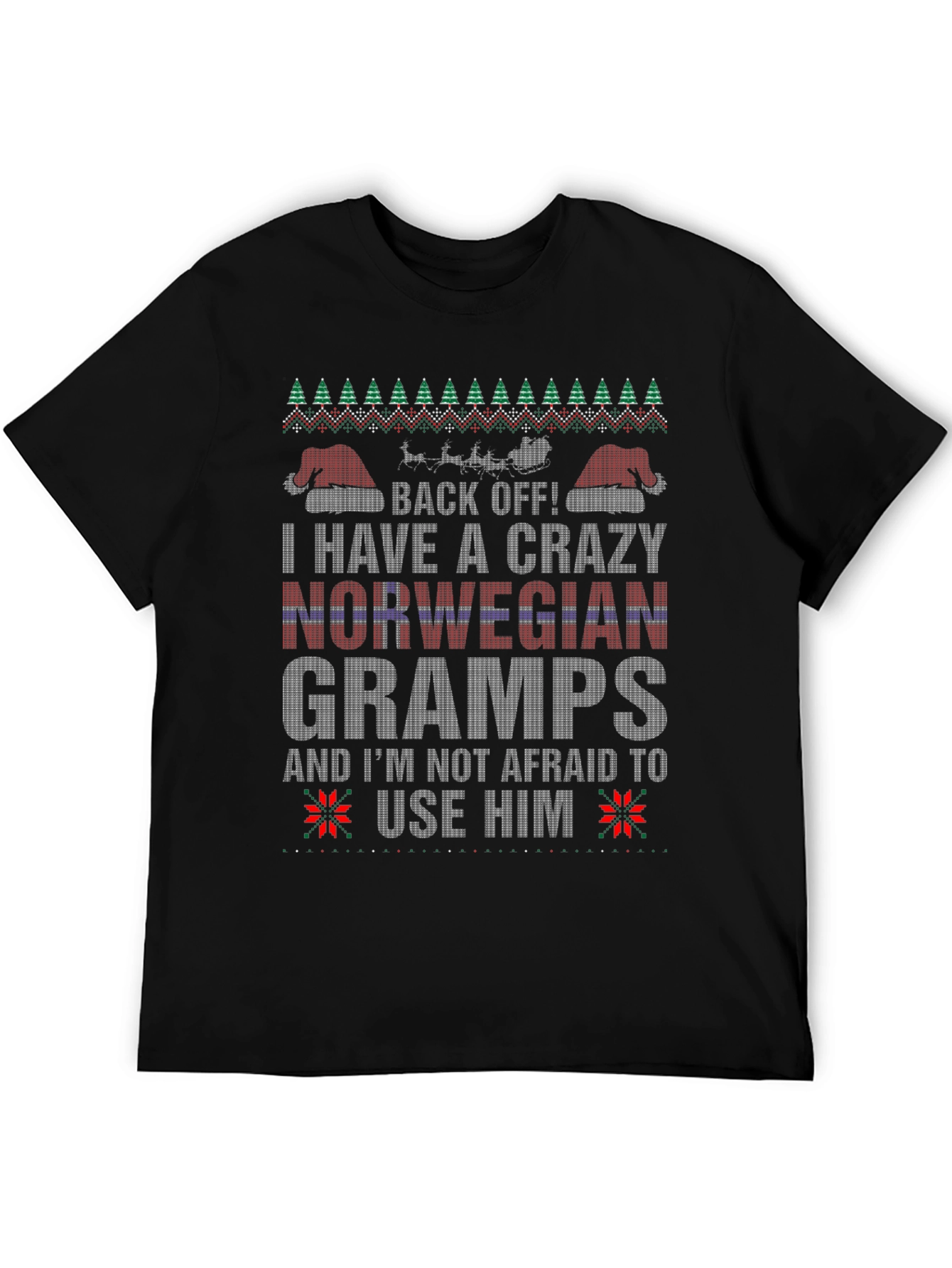 Crazy Norwegian Gramps Ugly Christmas T-Shirt