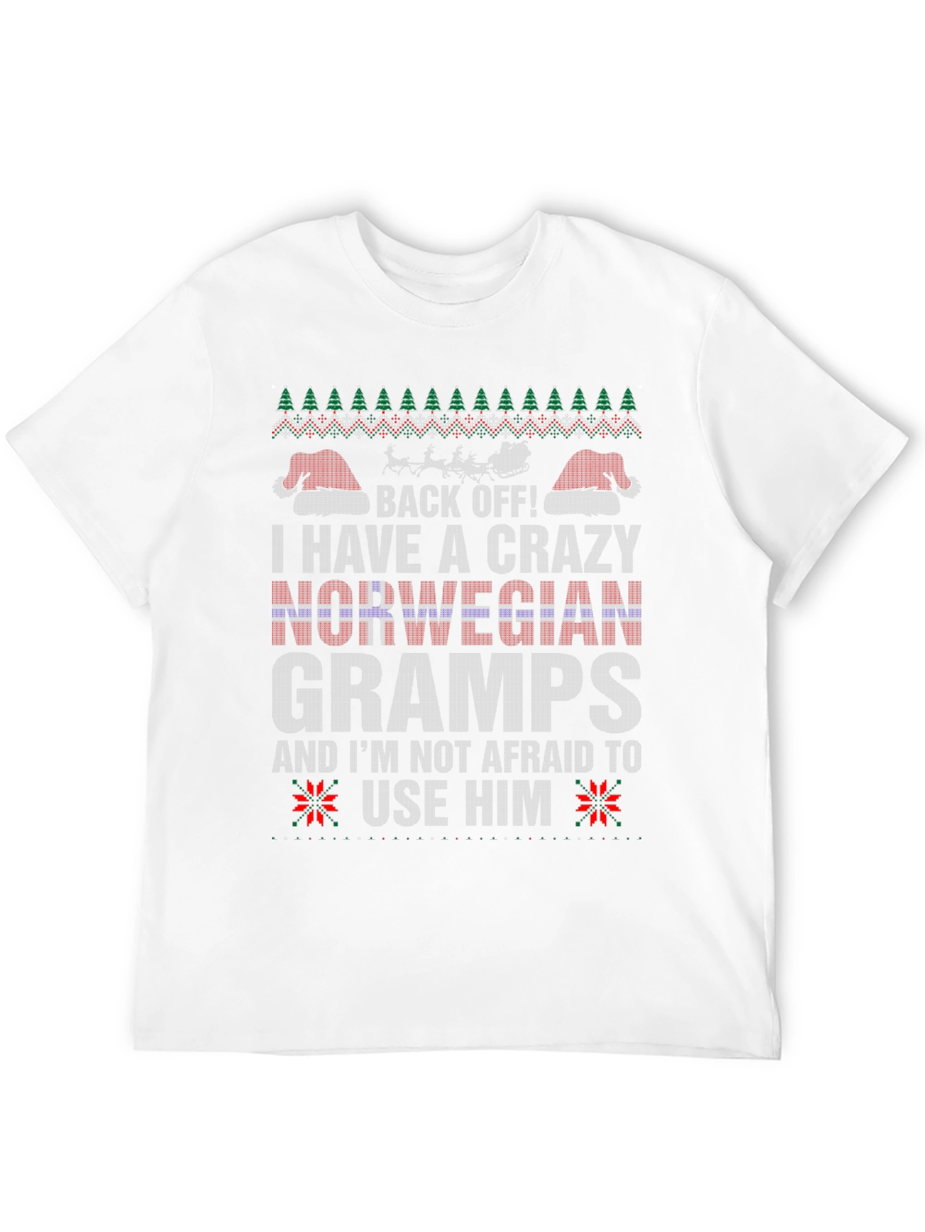 Crazy Norwegian Gramps Ugly Christmas T-Shirt