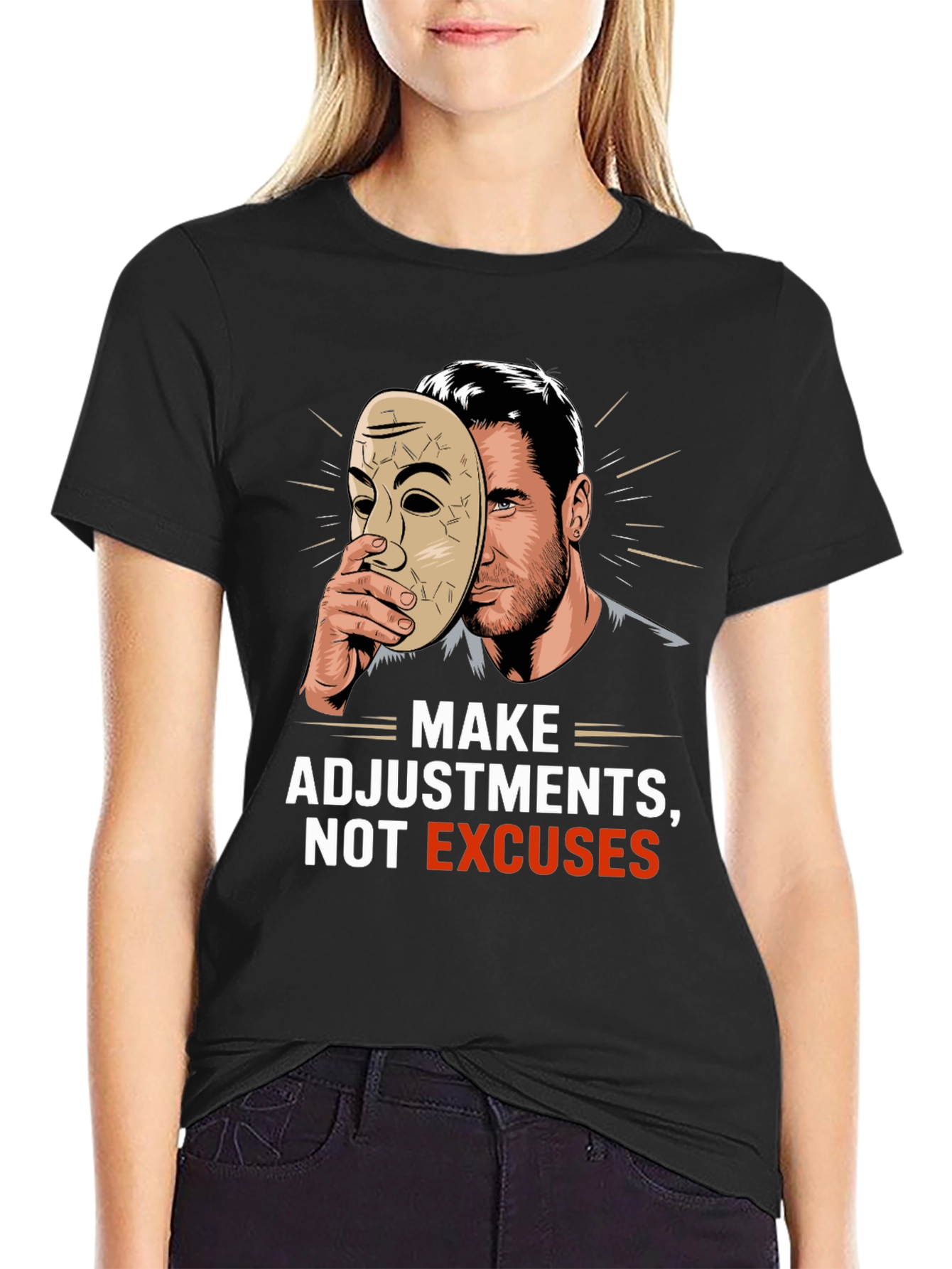 Make Adjustments Not Excuses Black T-Shirt