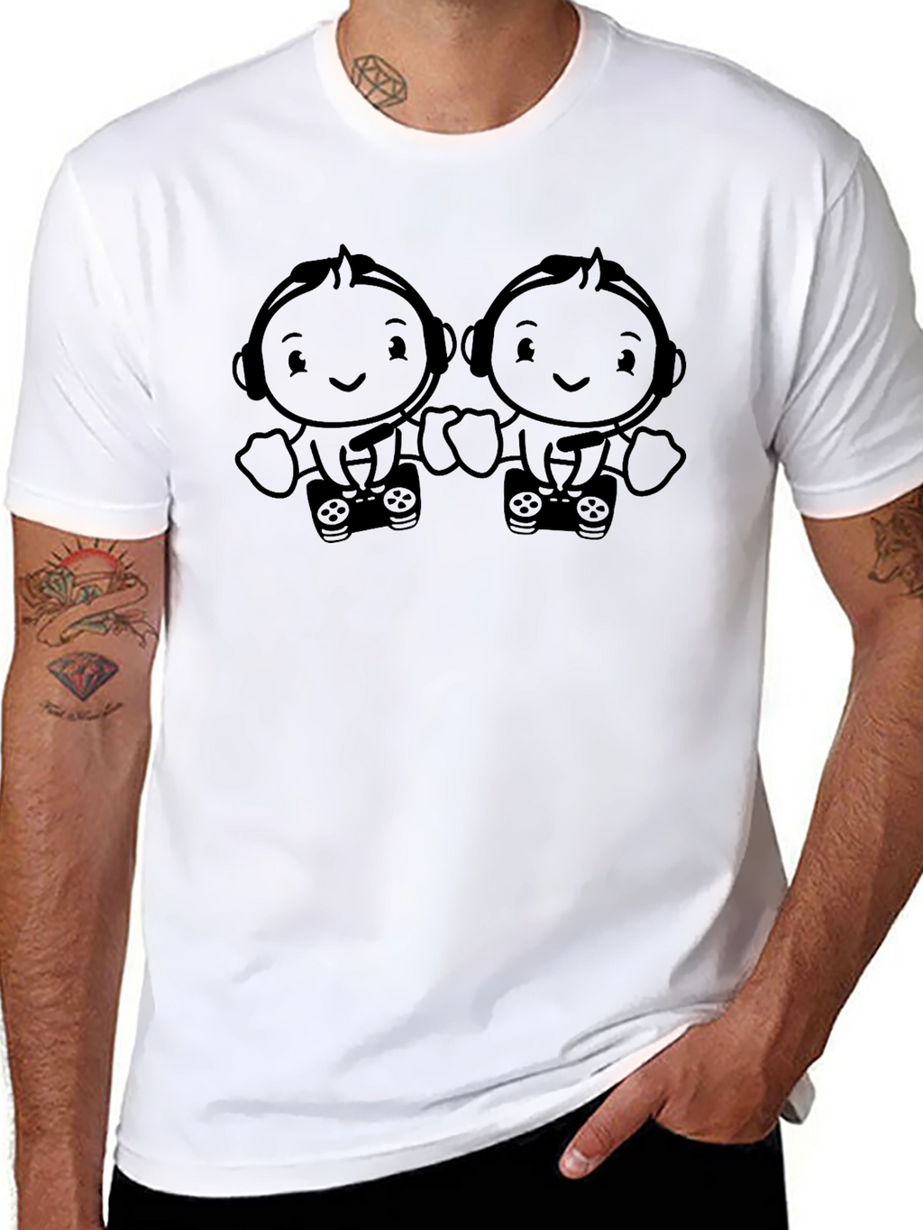 Gamer Baby Twins Black T-Shirt