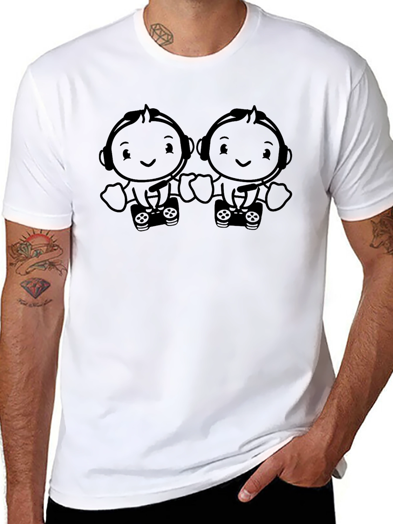 Gamer Baby Twins Black T-Shirt