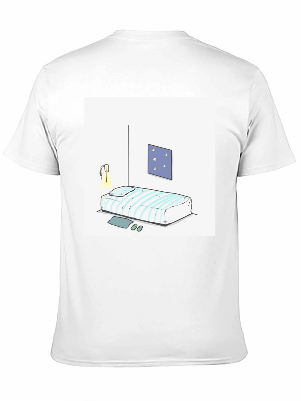 Striped Bed Cartoon Graphic Black Tee