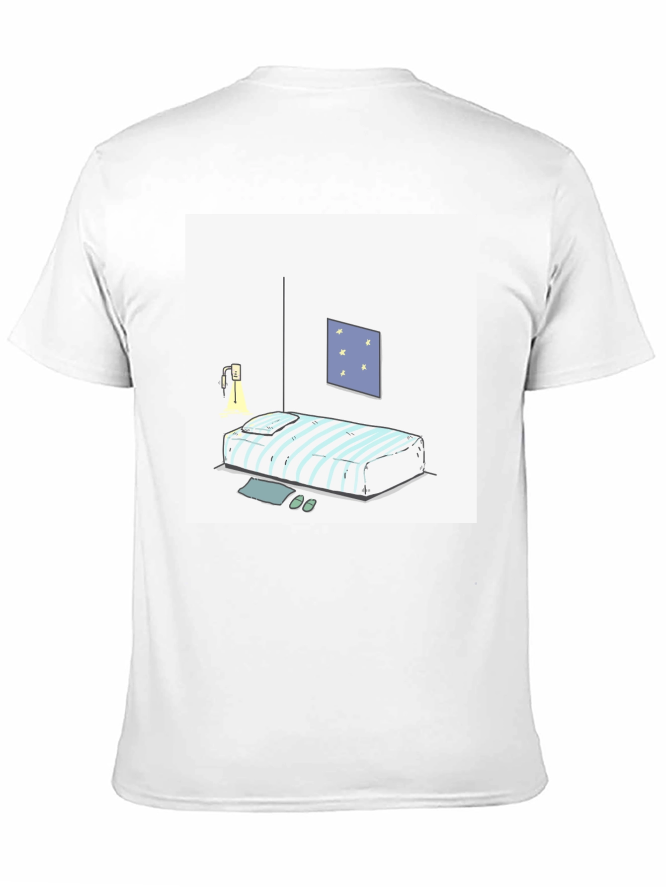 Striped Bed Cartoon Graphic Black Tee