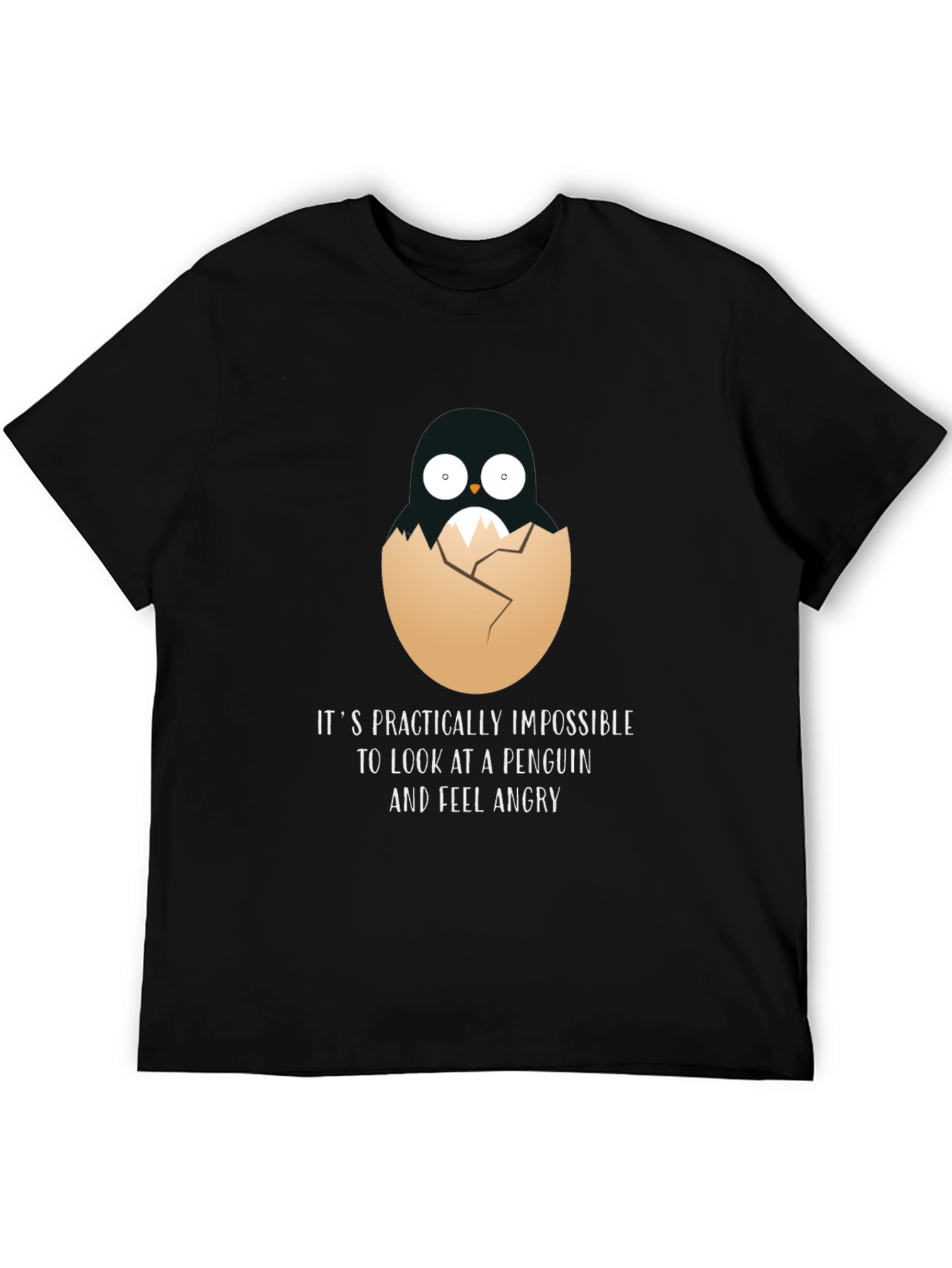 Penguin in Egg Funny T-Shirt - Impossible to Feel Angry