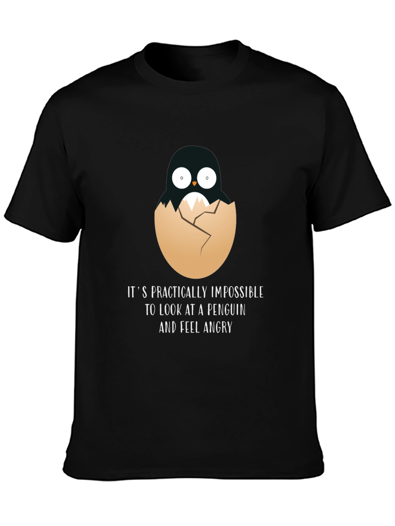 Penguin in Egg Funny T-Shirt - Impossible to Feel Angry