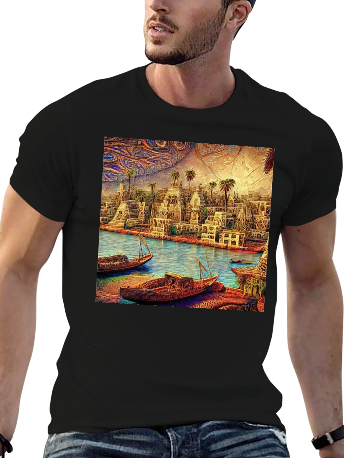 Artistic River City Black T-Shirt