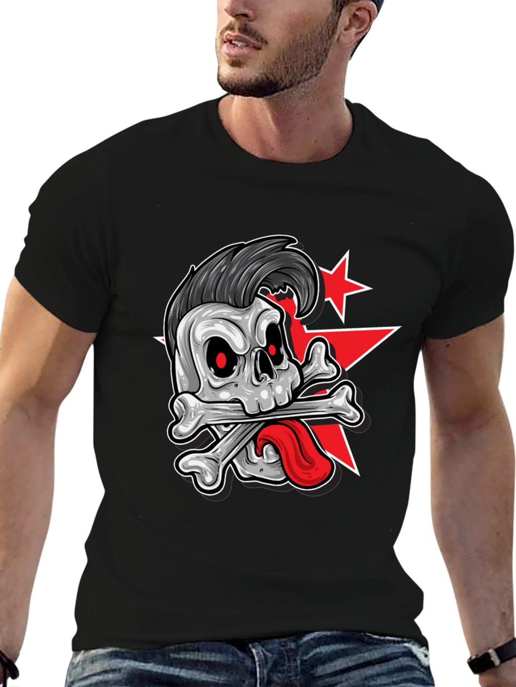 Skull & Crossbones Graphic Tee - Punk Style T-Shirt