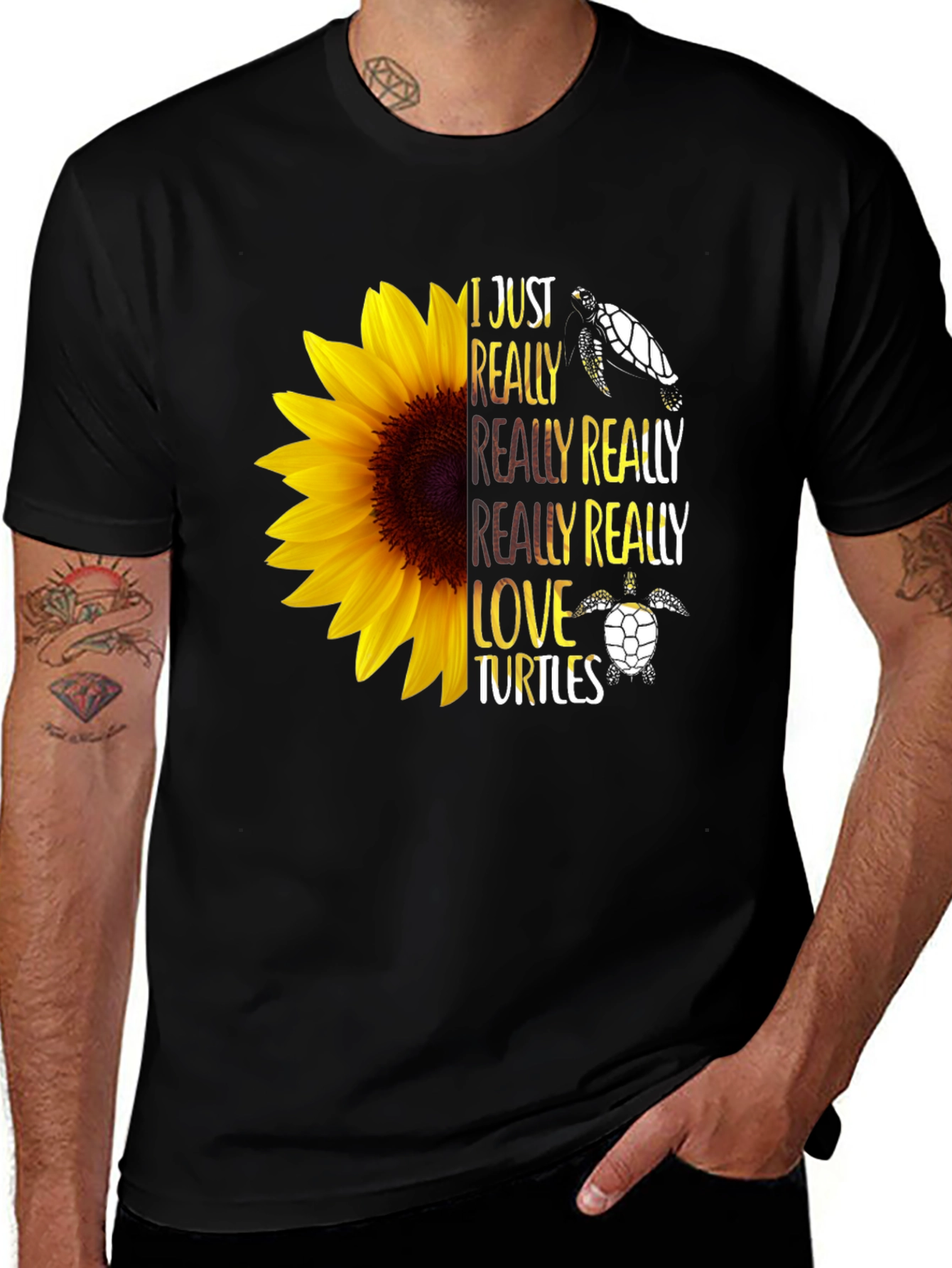 Sunflower Turtle Lover Graphic Tee
