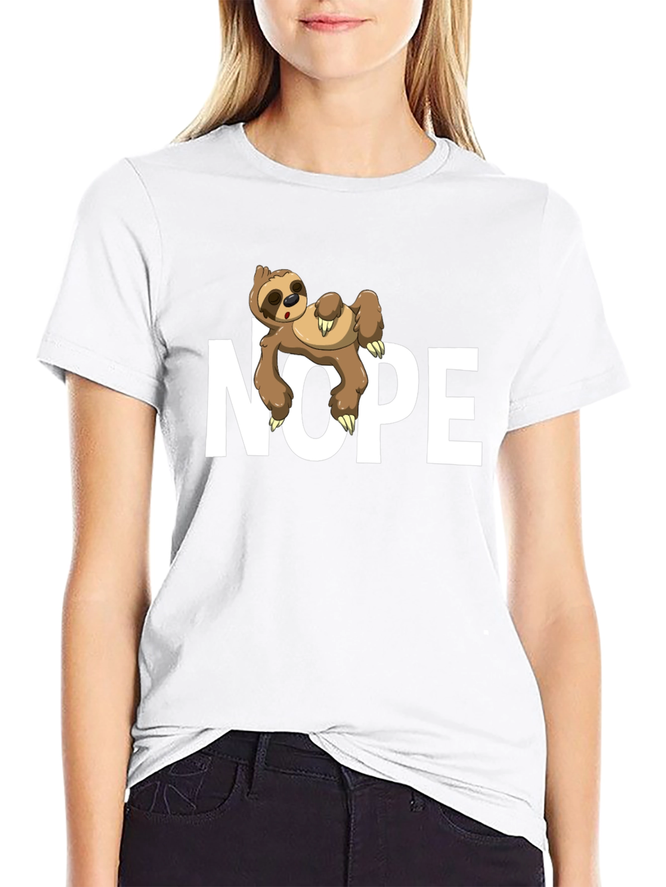 Nope Sloth Graphic T-Shirt - Lazy Day Comfort