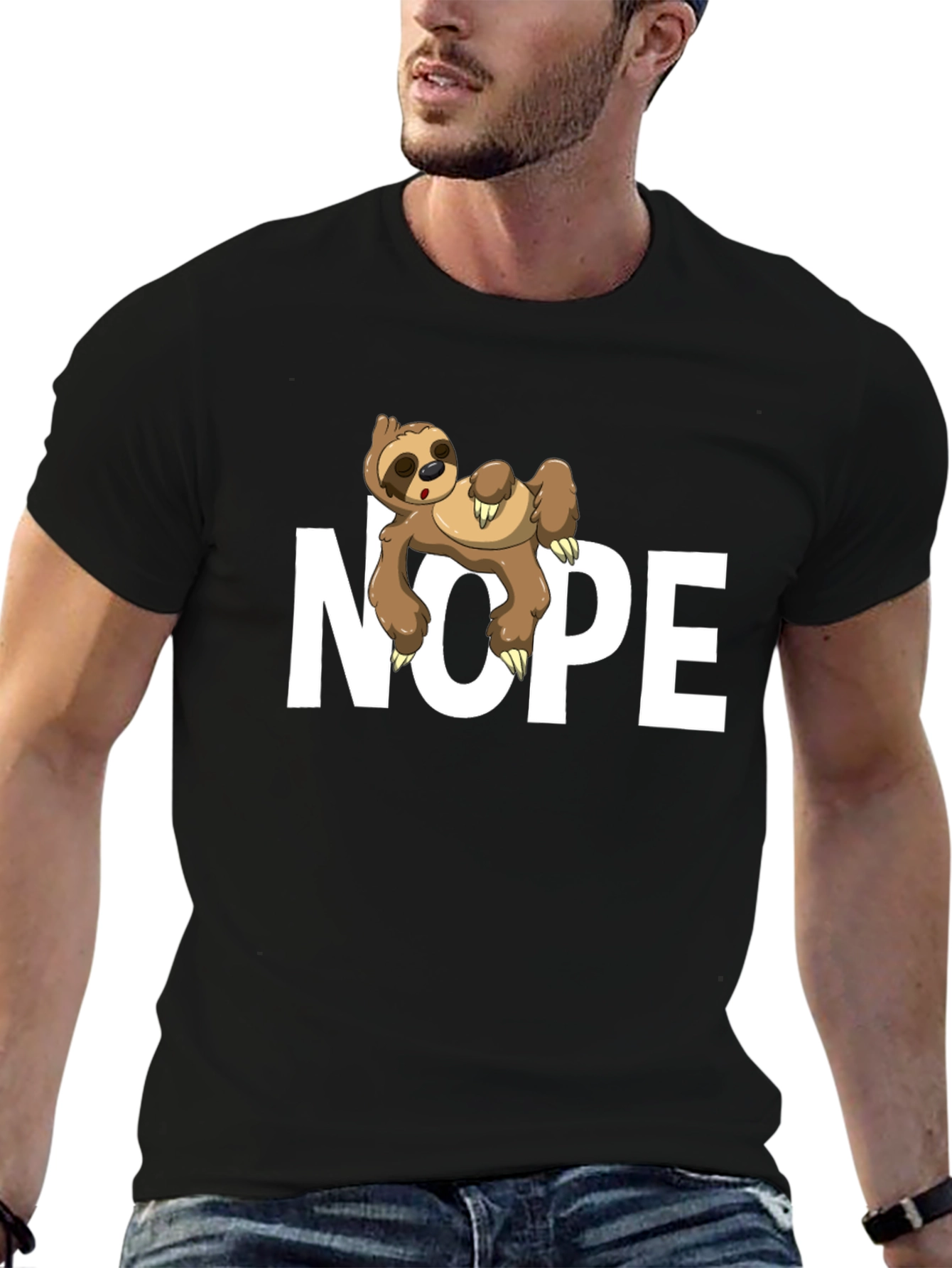 Nope Sloth Graphic T-Shirt - Lazy Day Comfort