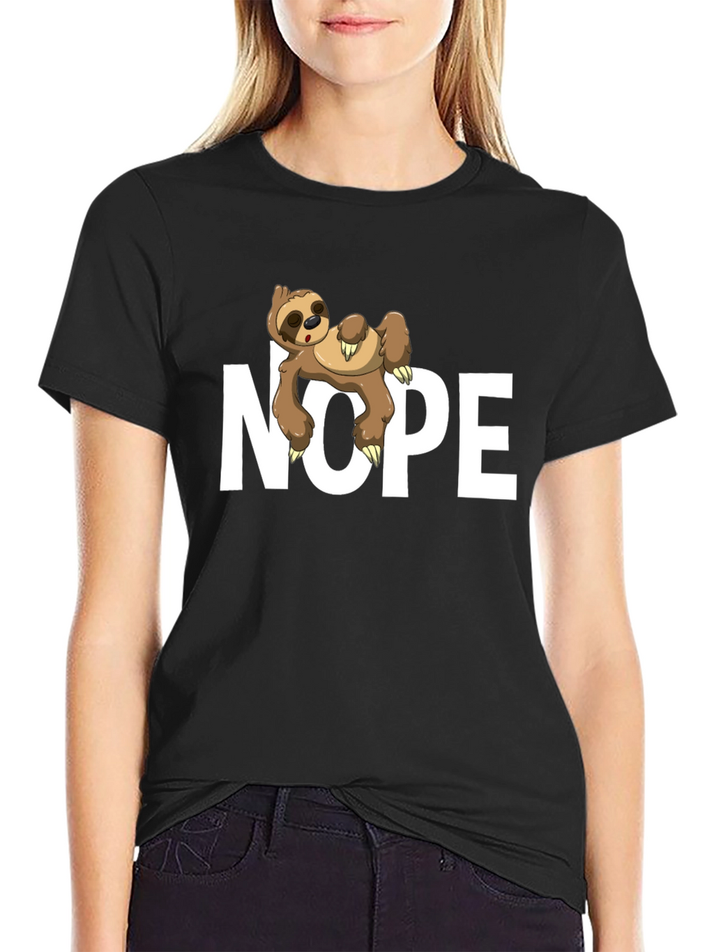Nope Sloth Graphic T-Shirt - Lazy Day Comfort