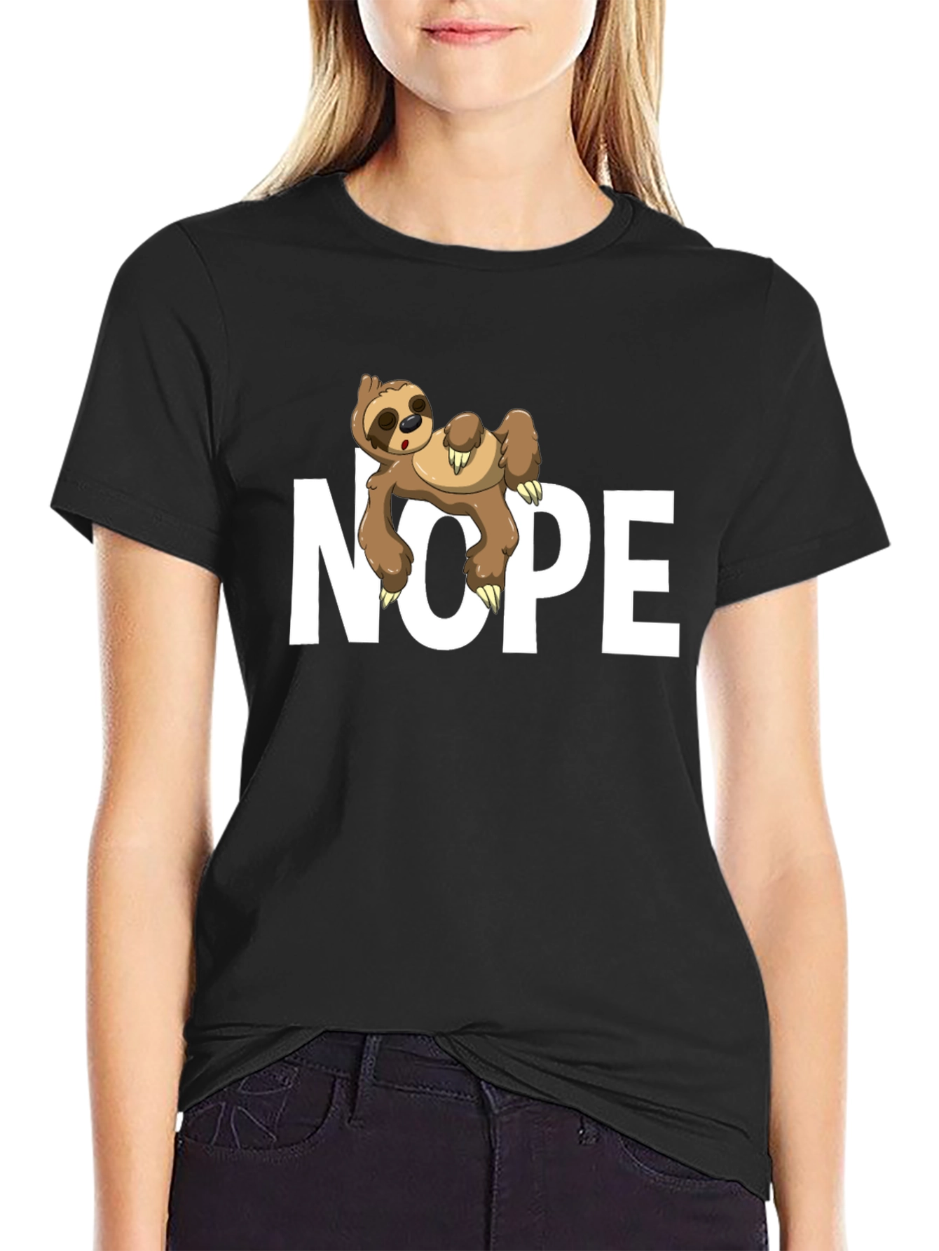 Nope Sloth Graphic T-Shirt - Lazy Day Comfort