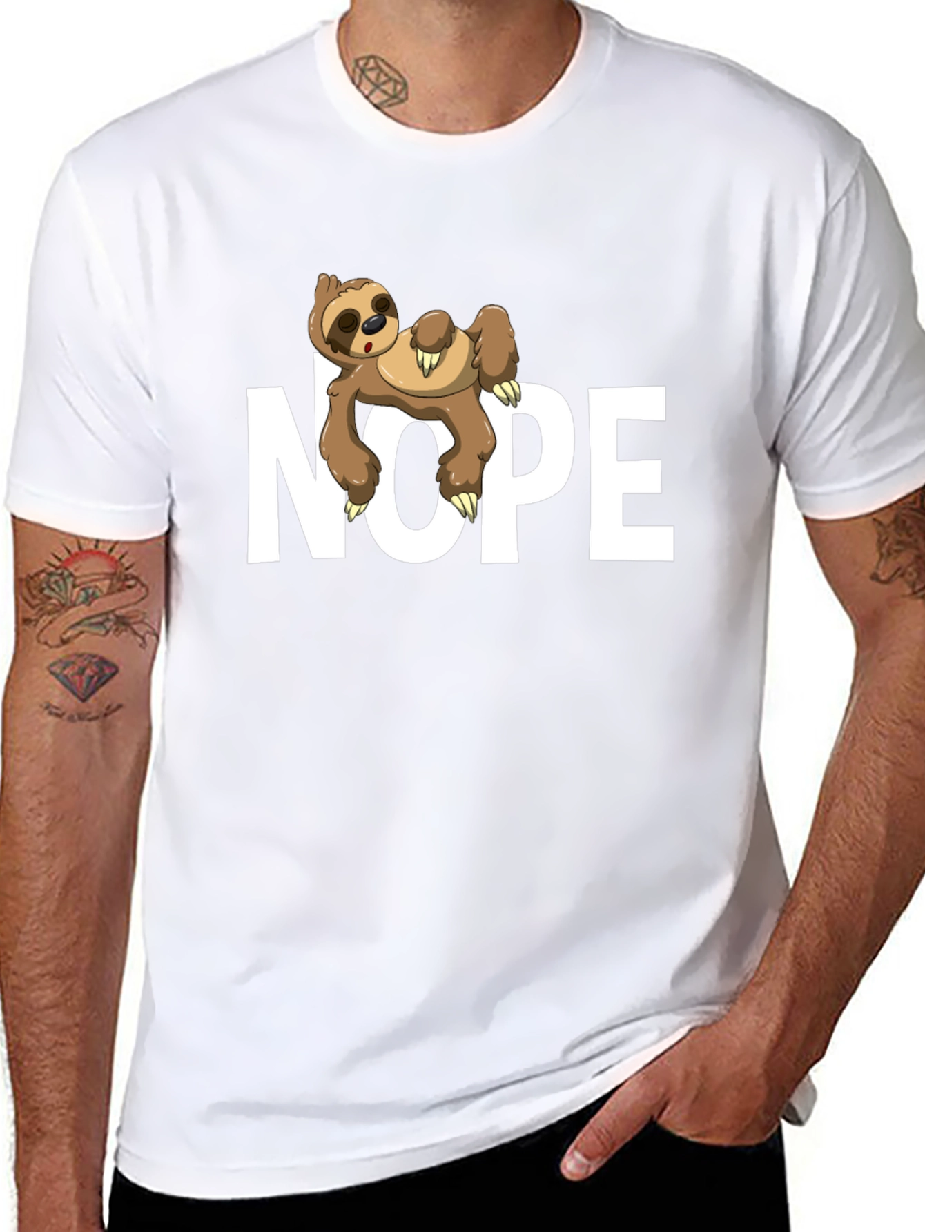 Nope Sloth Graphic T-Shirt - Lazy Day Comfort