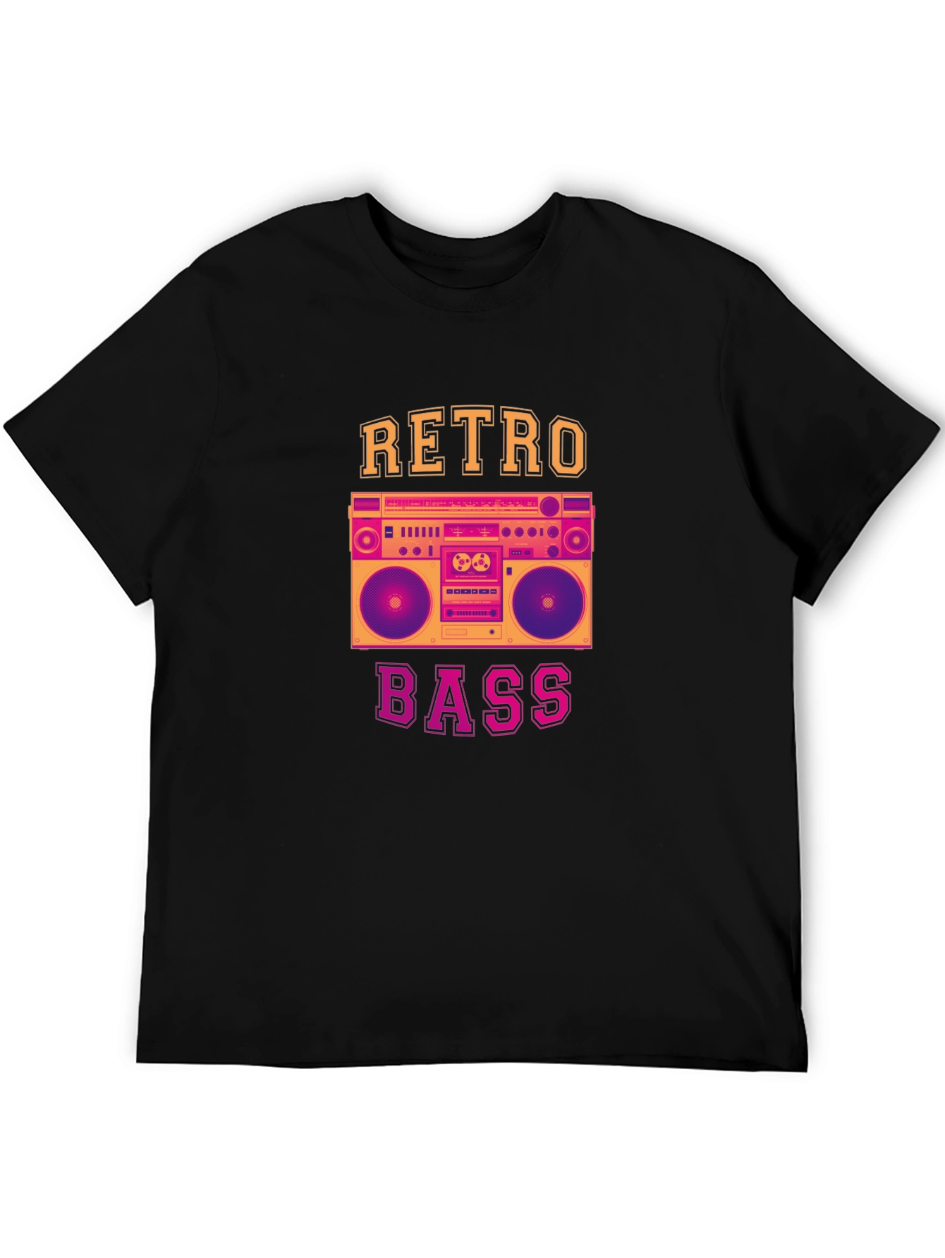 Retro Bass Graphic T-Shirt - Vintage Boombox Design