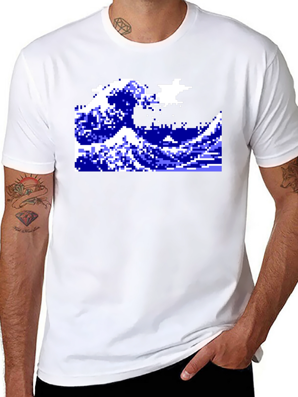 Retro Pixel Wave Graphic T-Shirt