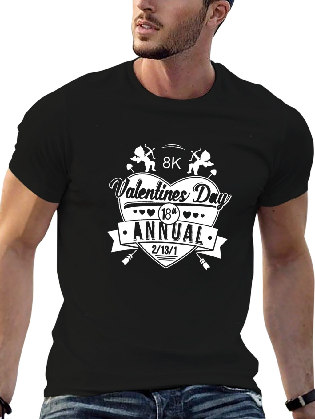 Valentines Day 8K Annual Black T-Shirt