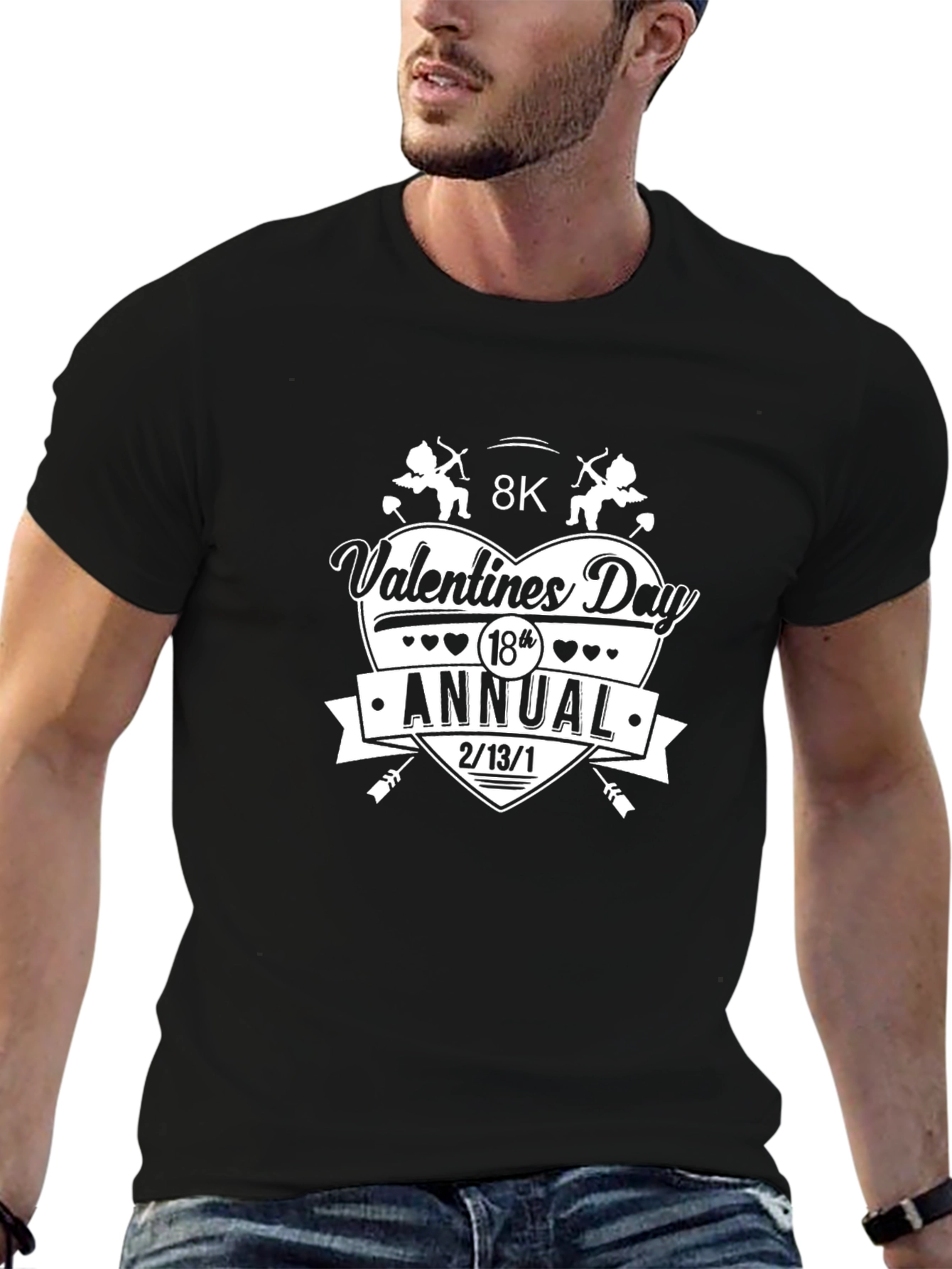 Valentines Day 8K Annual Black T-Shirt