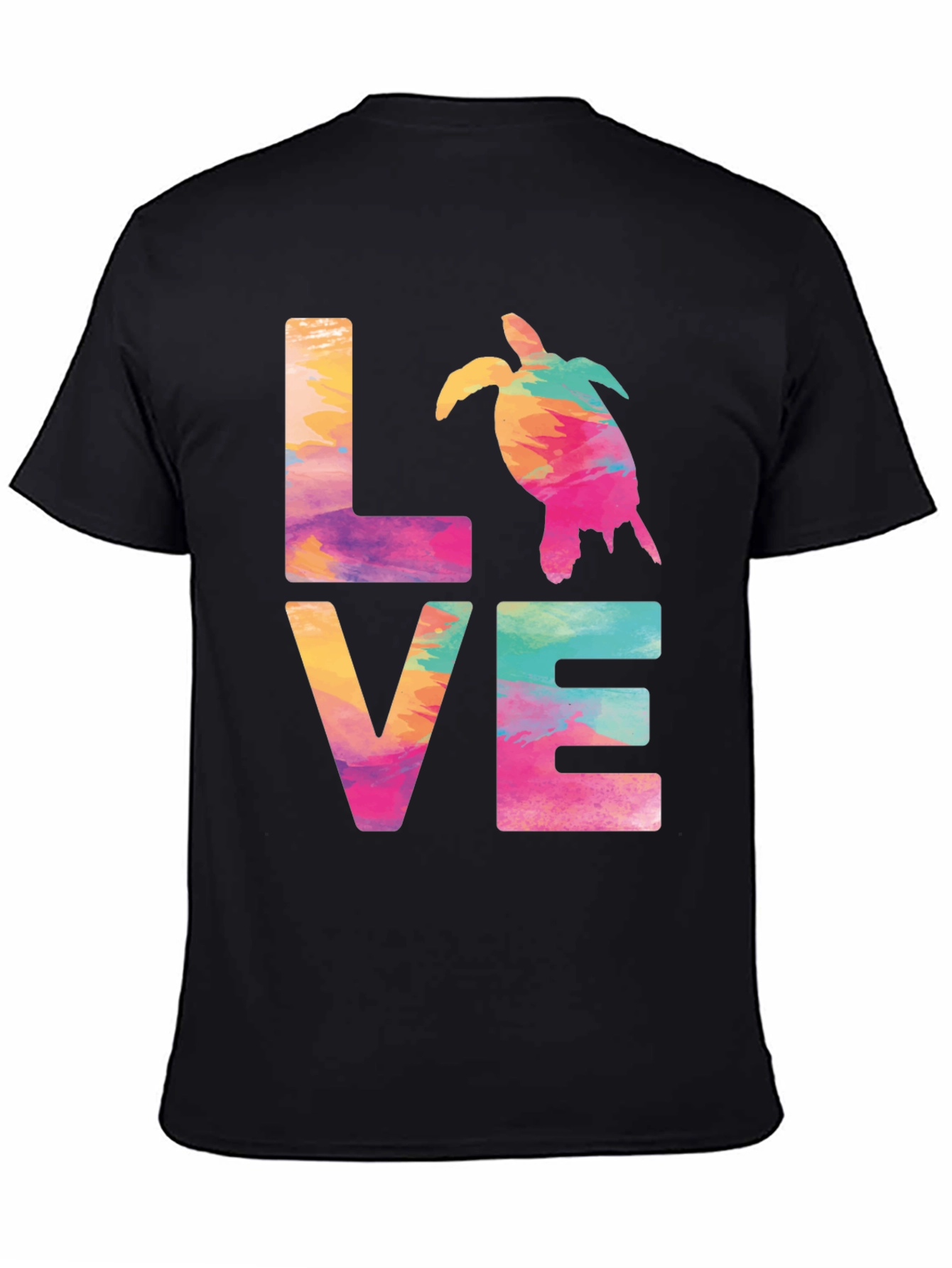 Love Sea Turtle Graphic Tee - Vibrant Watercolor Design