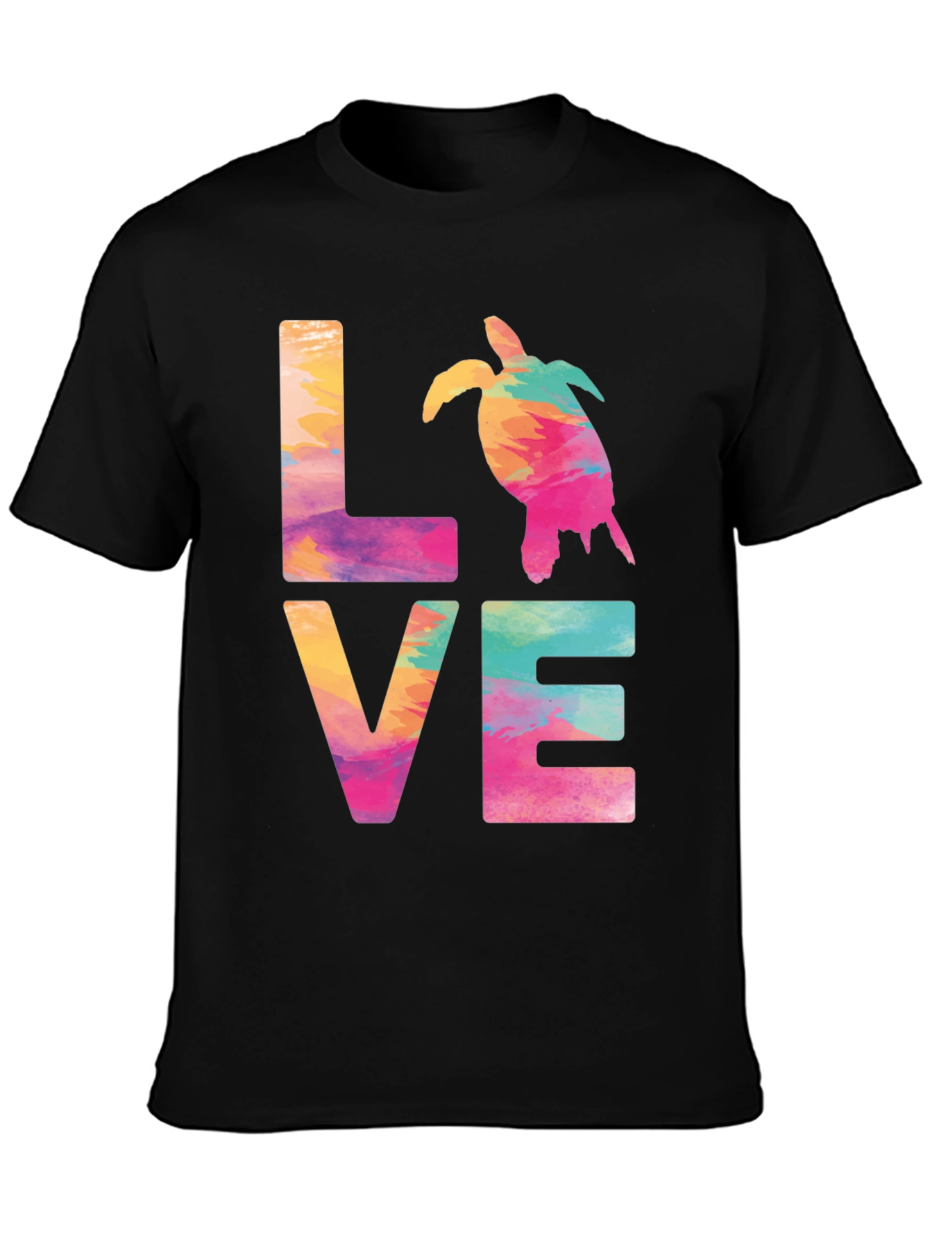 Love Sea Turtle Graphic Tee - Vibrant Watercolor Design