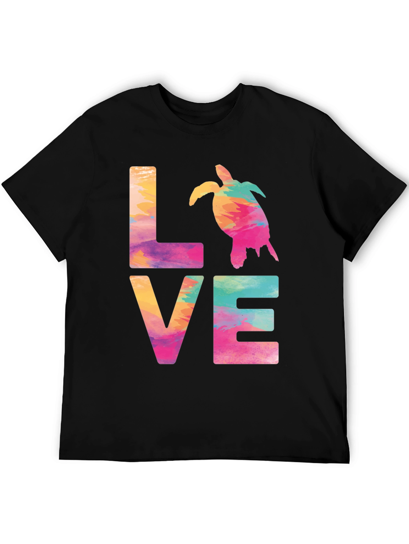 Love Sea Turtle Graphic Tee - Vibrant Watercolor Design
