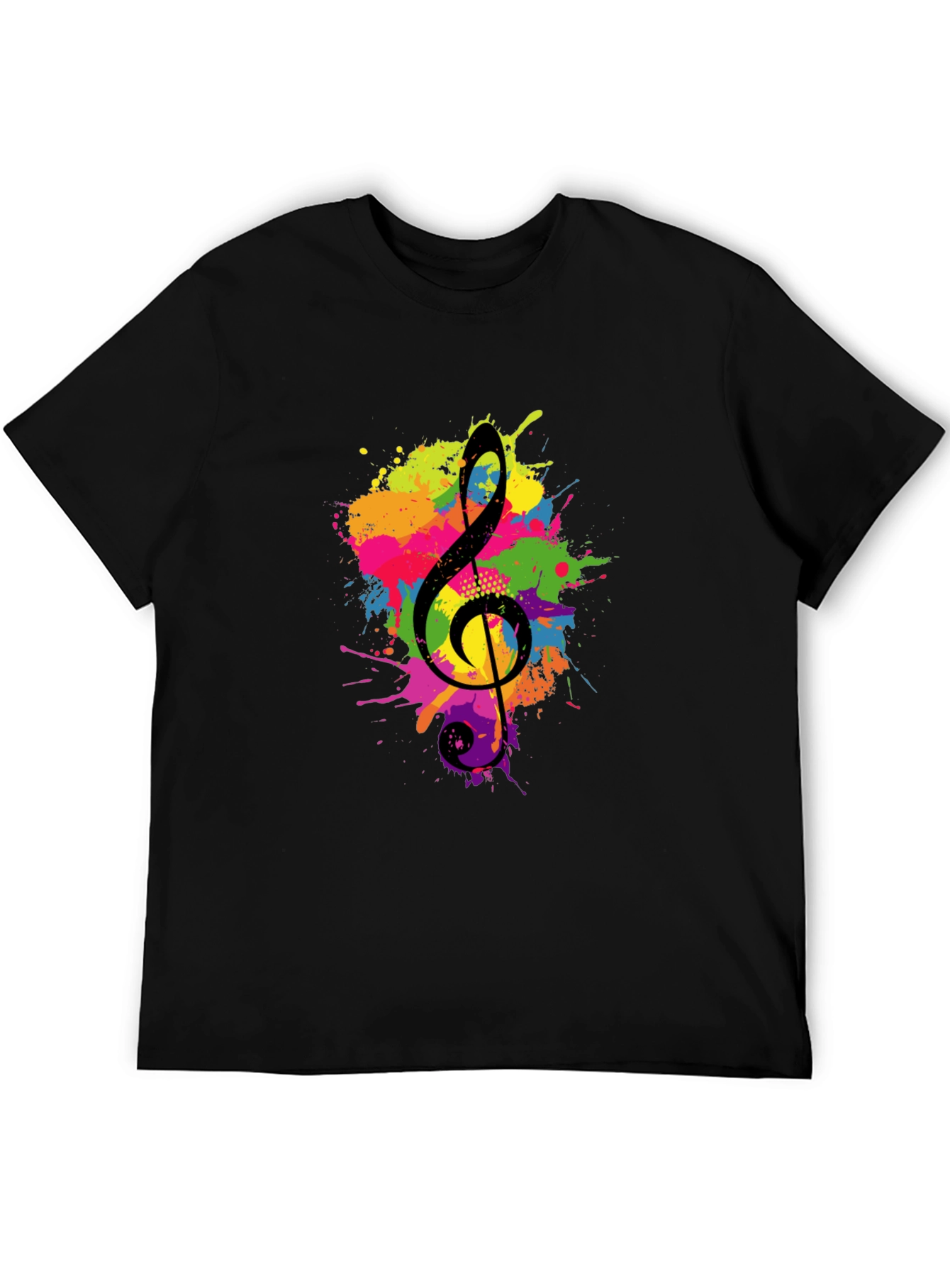 Treble Clef Splash Graphic Black T-Shirt