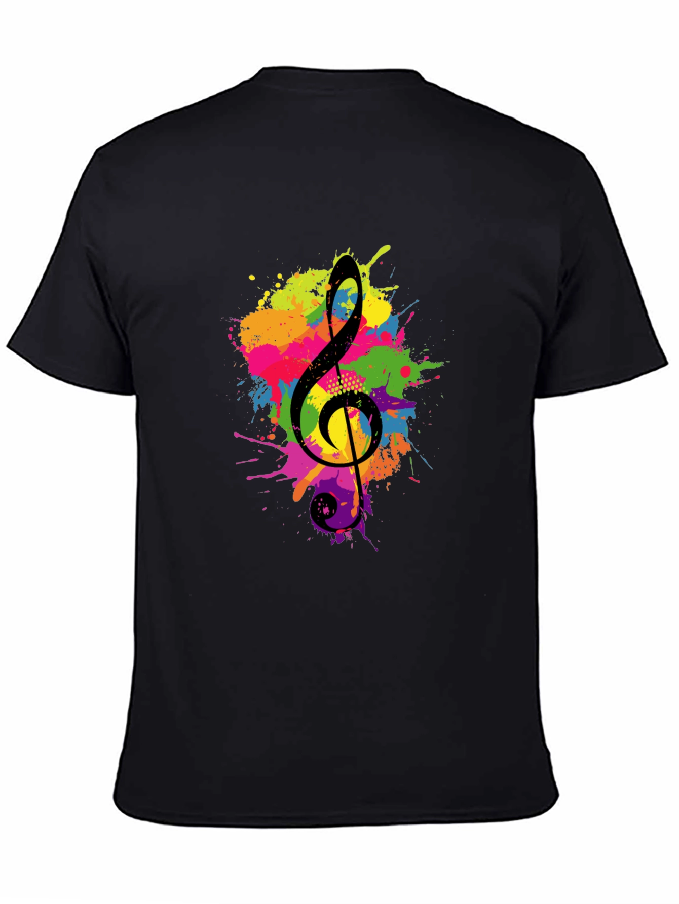 Treble Clef Splash Graphic Black T-Shirt