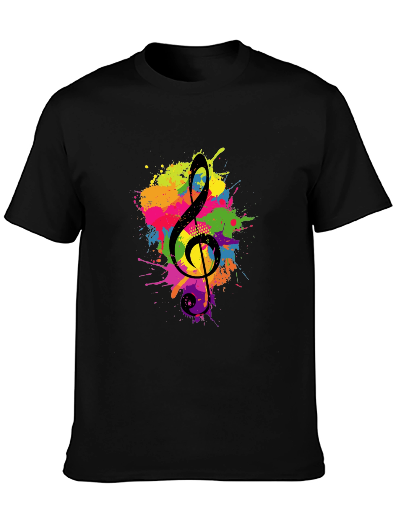 Treble Clef Splash Graphic Black T-Shirt