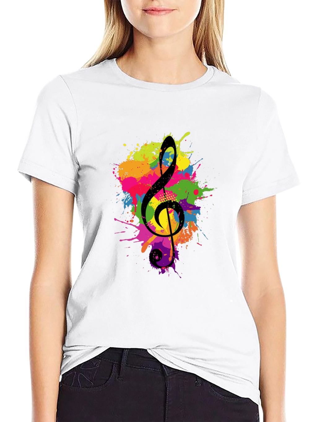 Treble Clef Splash Graphic Black T-Shirt
