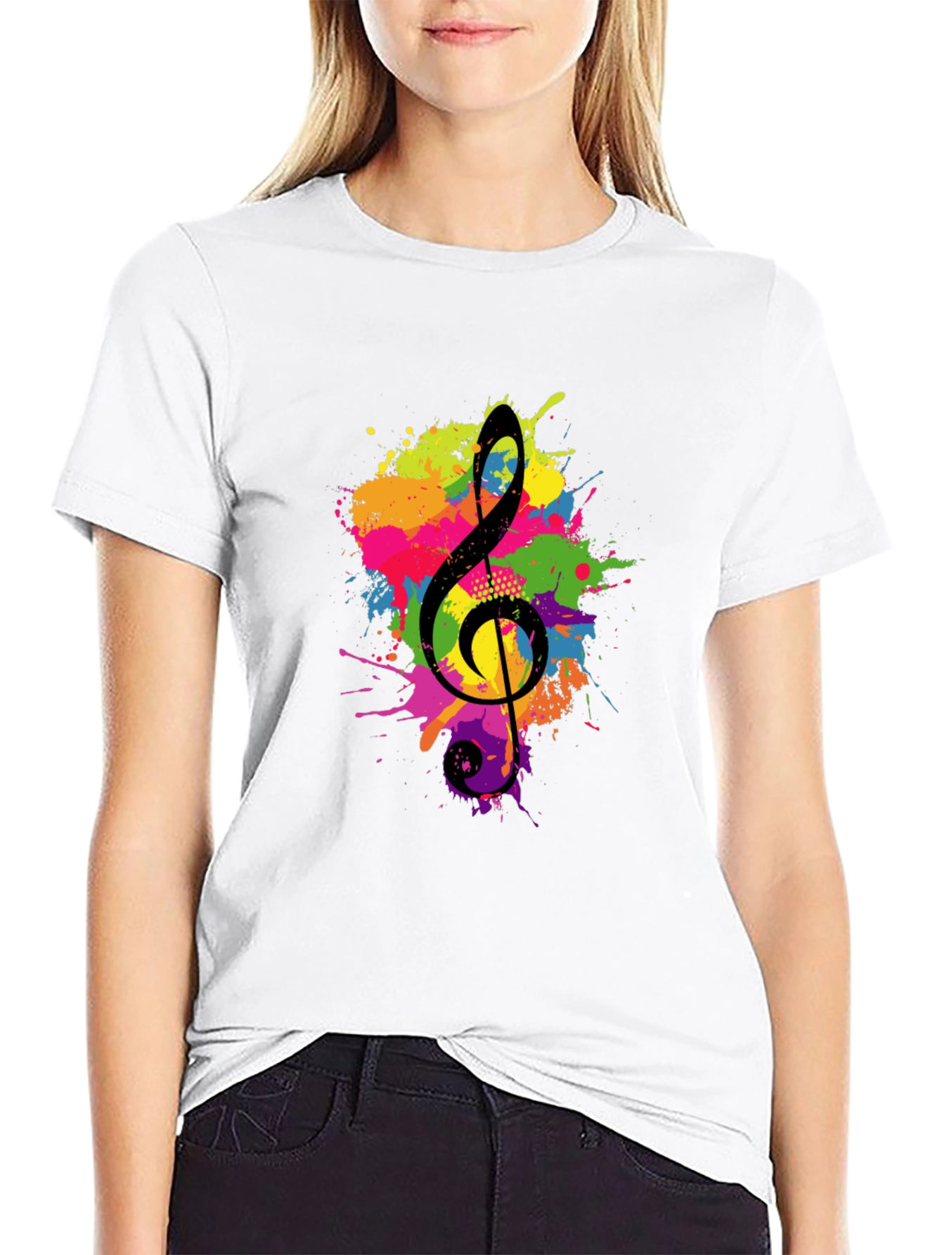 Treble Clef Splash Graphic Black T-Shirt