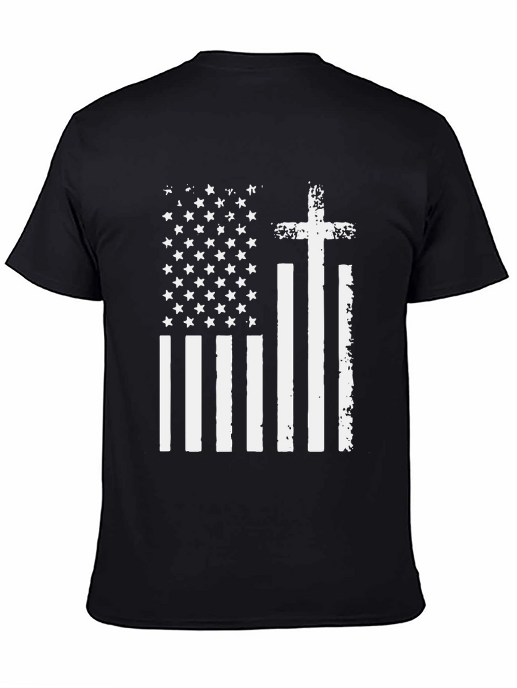Distressed American Flag Cross Graphic T-Shirt