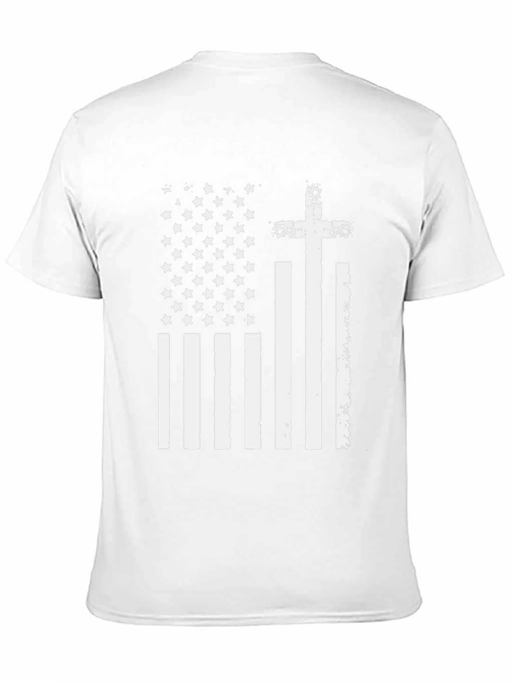 Distressed American Flag Cross Graphic T-Shirt